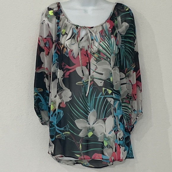 a.n.a. Floral Chiffon Blouse Size 1X - Picture 1 of 5